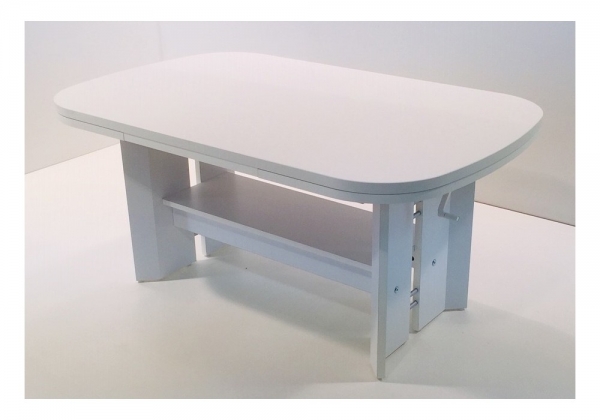 Couchtisch Jupiter | Dekor Weiß | ausziehbar + höhenverstellbar | B/T/H 107-156 x 67 x 52-62 cm